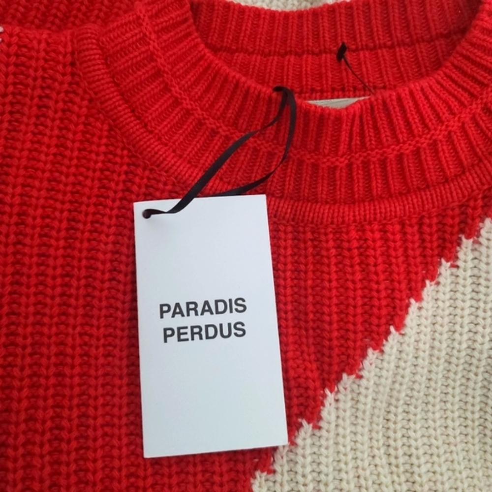 PARADIS PERDUS Jules Intarsia Ivory Red Sweater - Picture 9 of 14